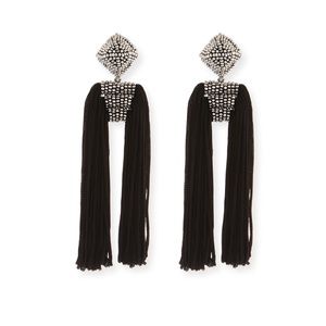 Tassel earrings with beads, clip-on back